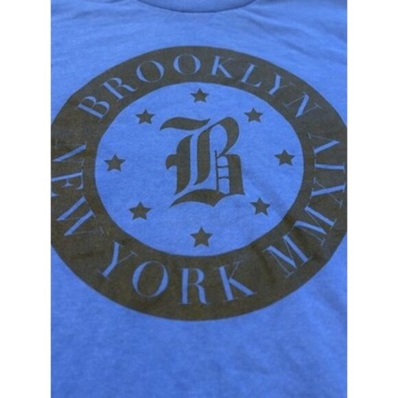 Brooklyn Calling N.Y.C Men's Long Sleeve Blue Black Graphic T-Shirt Size XS - Picture 2 of 8